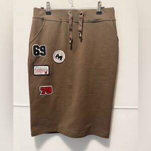 Giorgia Brown Pencil Skirt with Patches